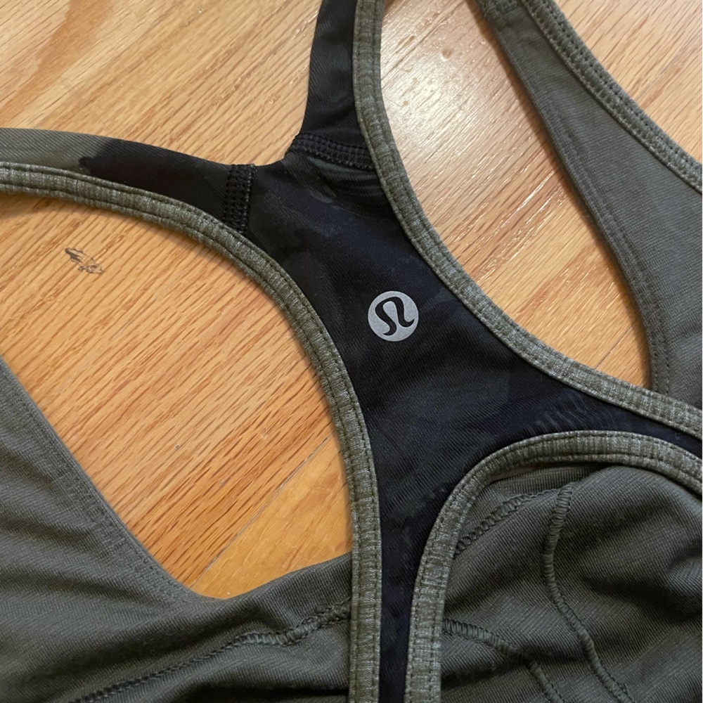 Lululemon olive racerback bra tank size 6